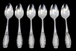Kaffeelöffel aus Silber mit gehobenen Griffen, 6er Set