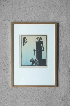 Åke Holm, Biblisches Thema, Linolschnitt, 1970er, gerahmt