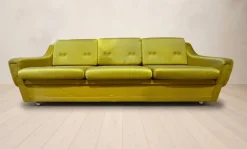 Klappbares Mid-Century Schlafsofa in Senfgelb, Tschechoslowakei, 1930er