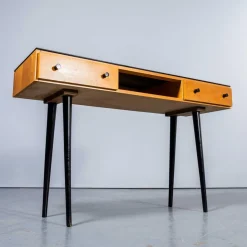 Kleiner Frisiertisch aus Birke mit Glasplatte, 1950er