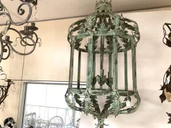 Kronleuchter in Grün + Argilla Metall Schmiedeeisen Florentinische Kunst von Simoeng, Italien