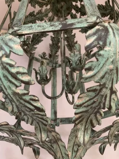 Kronleuchter in Grün + Argilla Metall Schmiedeeisen Florentinische Kunst von Simoeng, Italien