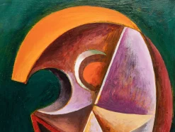 Kubistisches Portrait, Öl auf Holz, Gerahmt