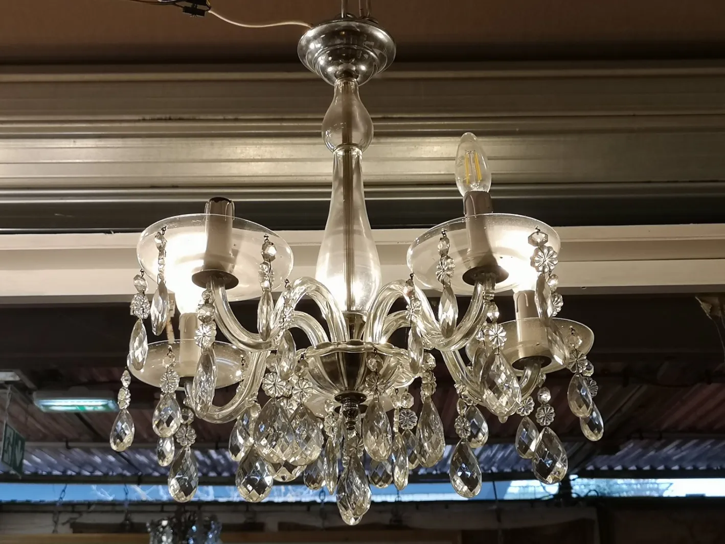 Leuchte aus Kristallglas & Glas, 1970er