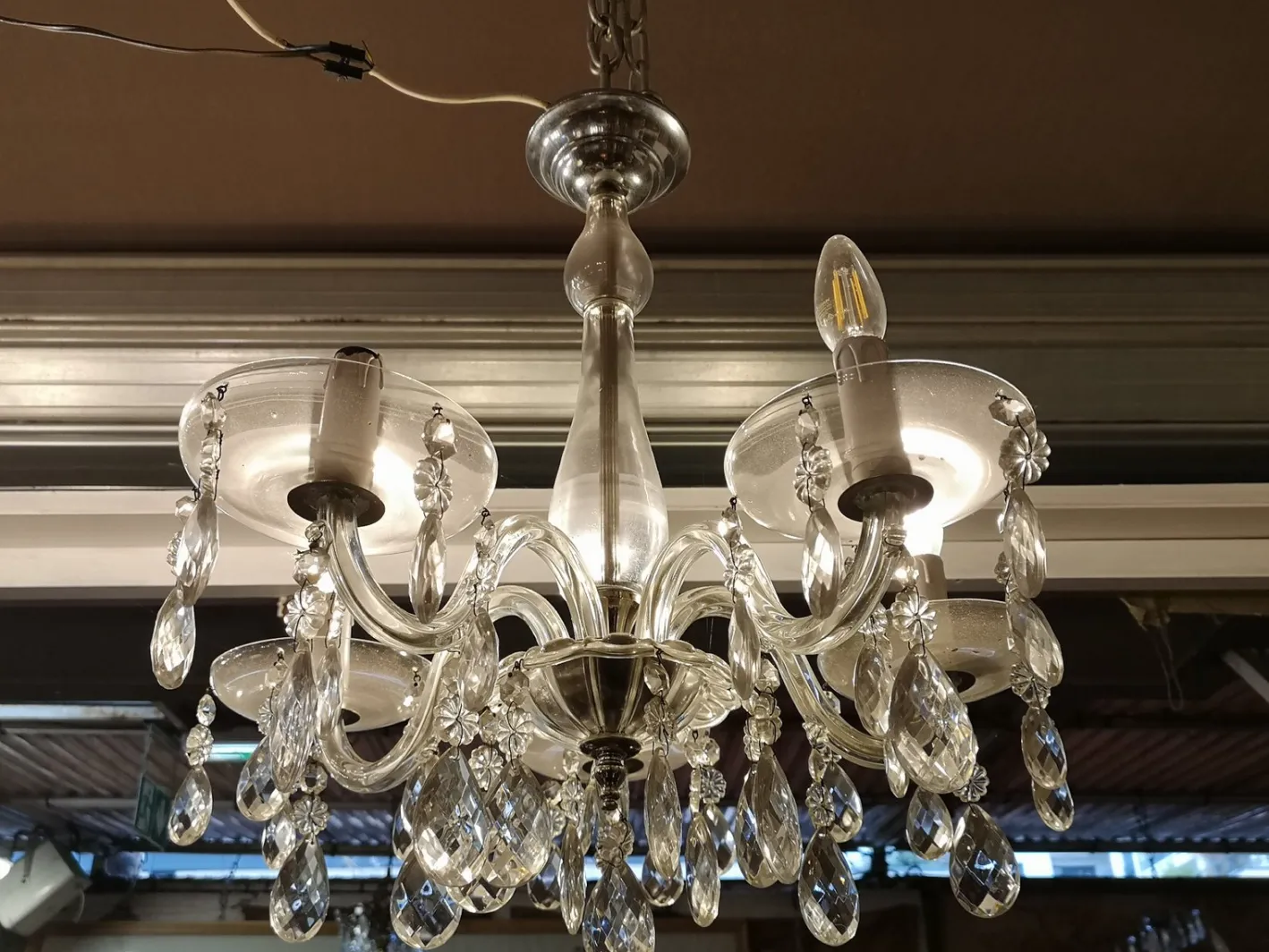 Leuchte aus Kristallglas & Glas, 1970er