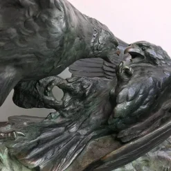 Louis Riché, Art Deco Adlerkampf, 1800er, Bronzeskulptur