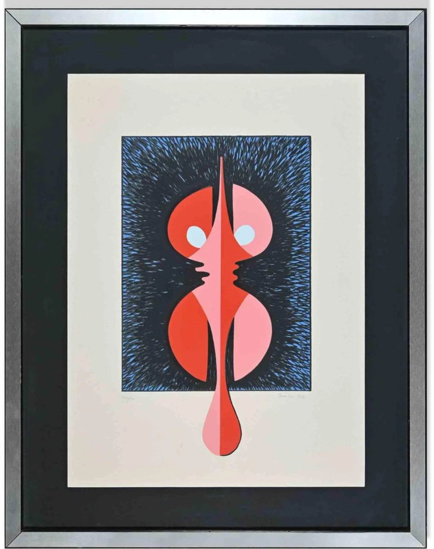Luisa Zamboni, Zwei Hälften, Lithographie, 1970er, Gerahmt