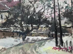 Magdalena Spasowicz, Landschaft, Öl an Bord, 1998