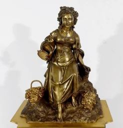 Marmor & Bronze Pendel im Louis XVI Stil, Frühes 19. Jh.