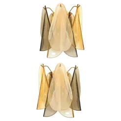Mehrfarbige bernsteinfarbene Rondini Murano Wandlampen von Simoeng, 2er Set
