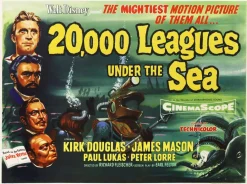 "20000 Meilen unter dem Meer" Original britisches Vintage Quad Filmplakat, 1955