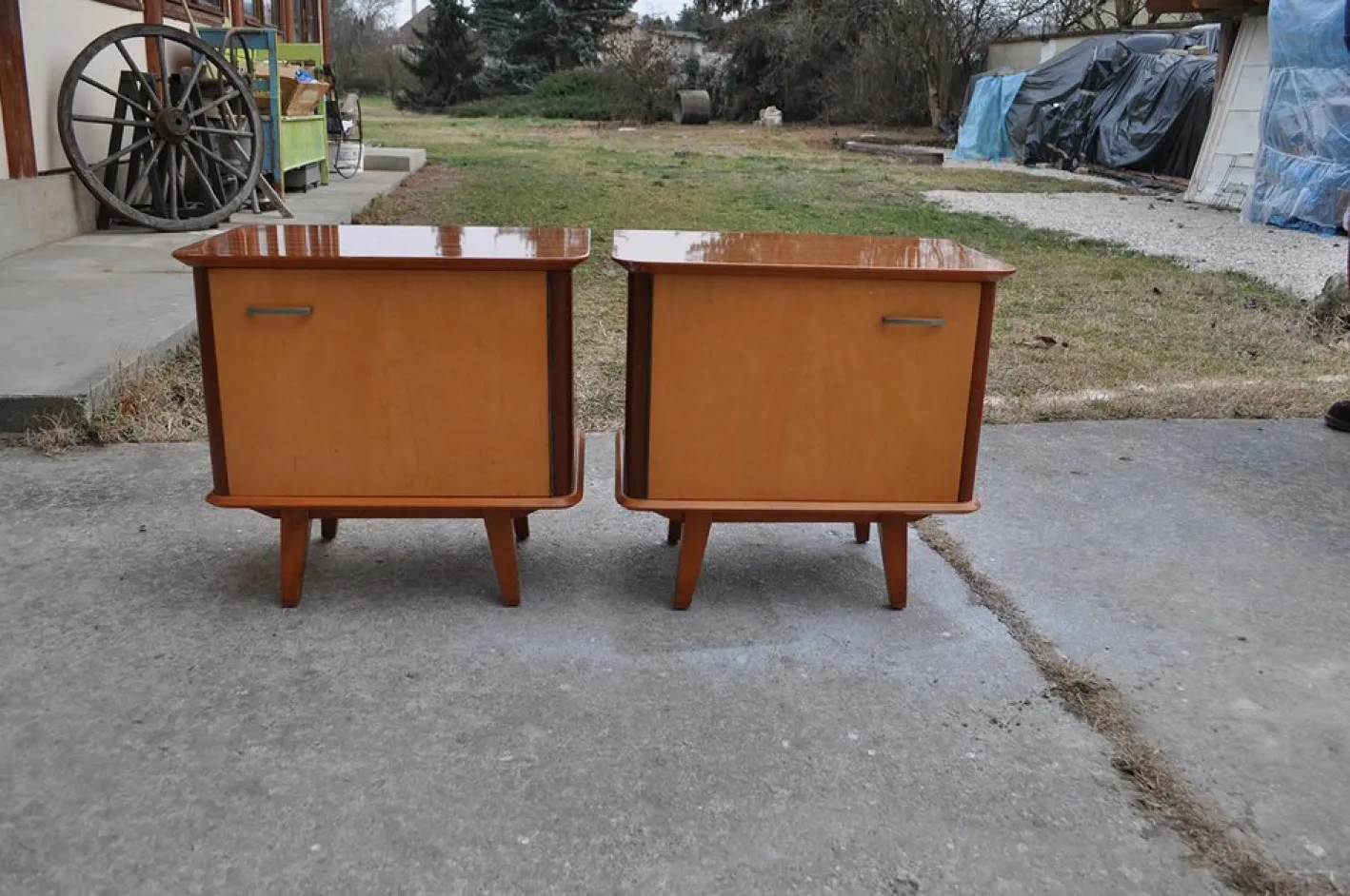 Mid-Century Nachttische, 1950er, 2er Set
