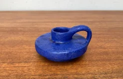 Minimalistischer deutscher Mid-Century Kerzenständer in Kobaltblau von Hartwig Heyne Pottery, 1960er