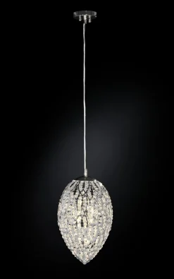 Mittelgroße Egg Arabesque Hängelampe aus Stahl & Kristallglas von VGnewtrend