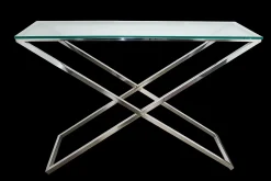 Moderner Konsolentisch aus Chrom & Glas, 1990er