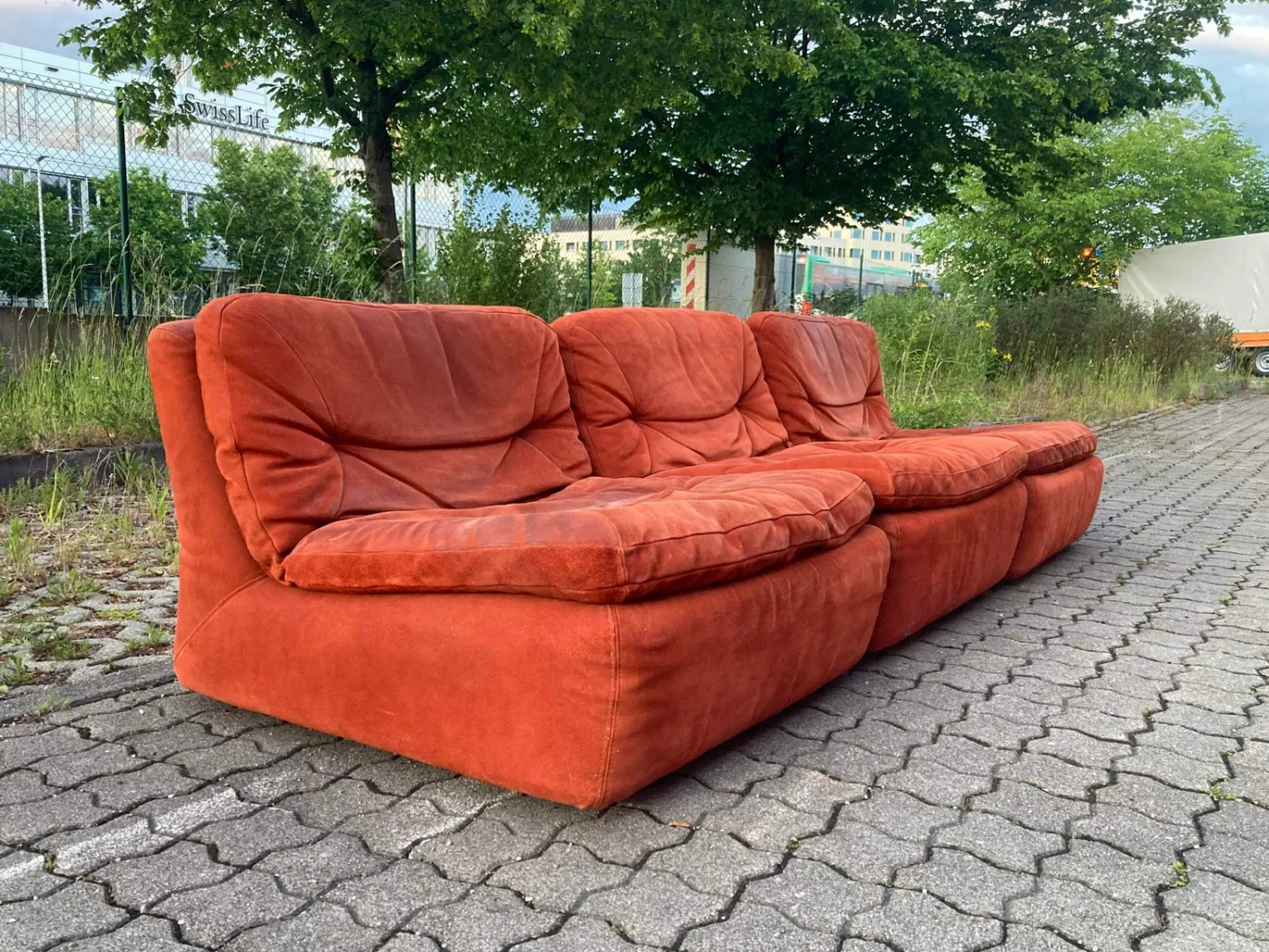 Modulares Vintage Sofa mit Veloursbezug, 1970er, 3er Set
