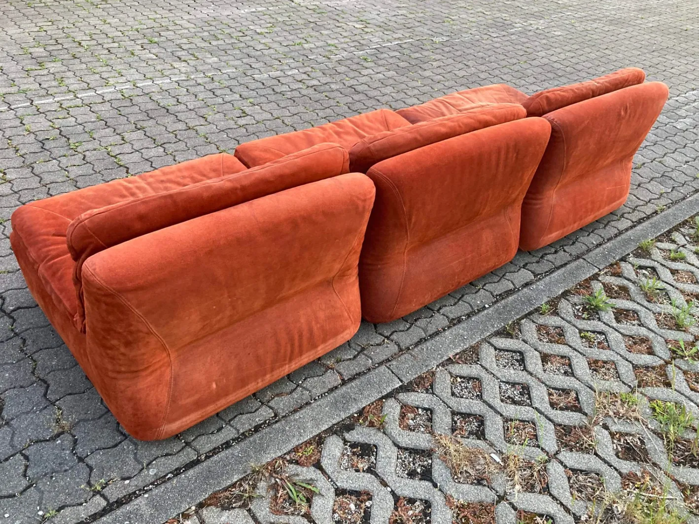 Modulares Vintage Sofa mit Veloursbezug, 1970er, 3er Set