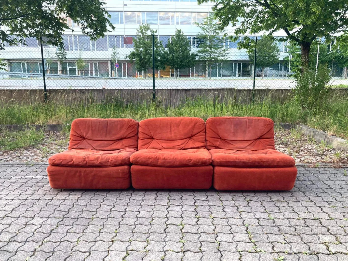 Modulares Vintage Sofa mit Veloursbezug, 1970er, 3er Set