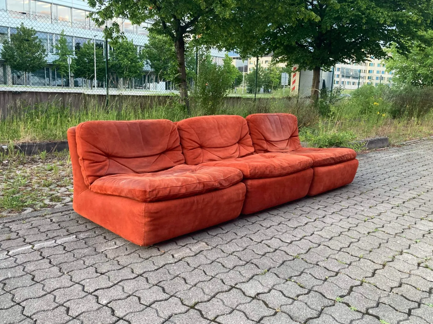Modulares Vintage Sofa mit Veloursbezug, 1970er, 3er Set
