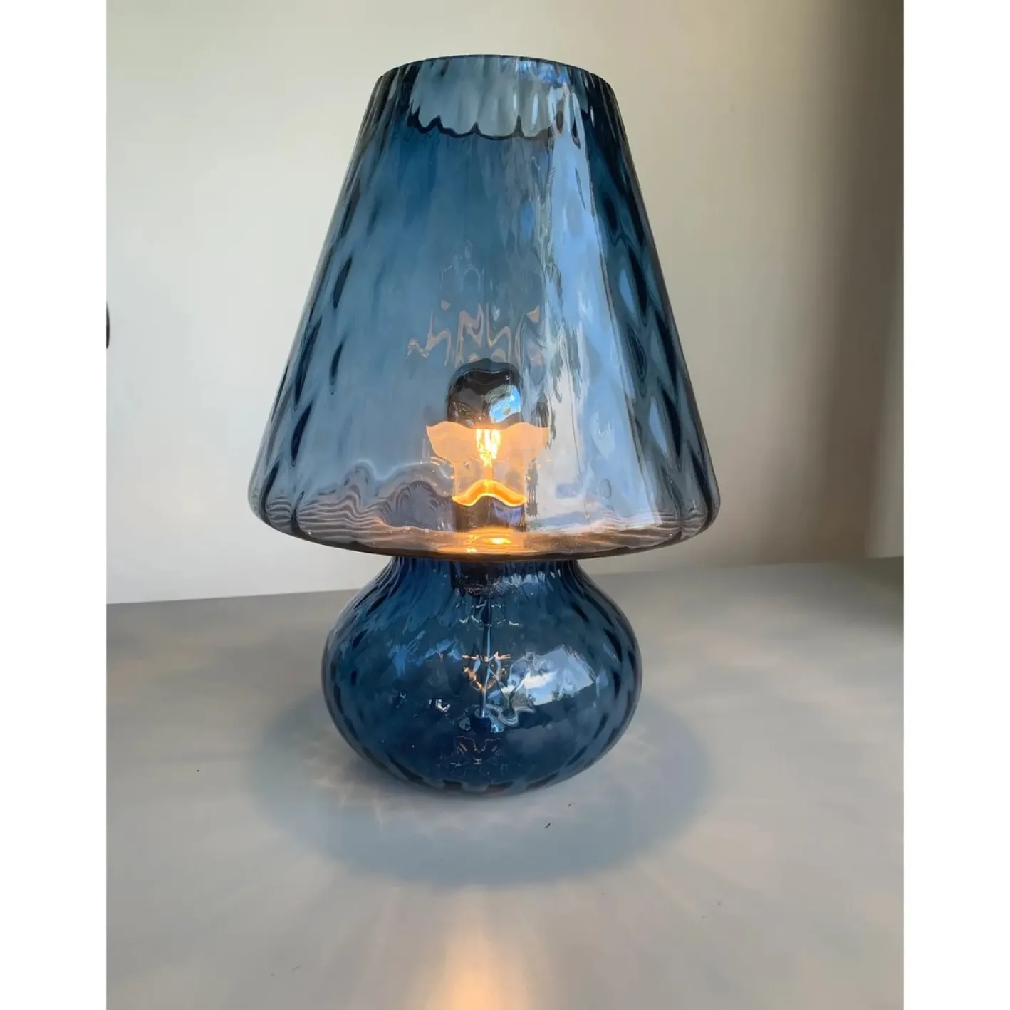 Murano-inspirierte blaue Glaslampe mit Ballotton Textur von Simoeng