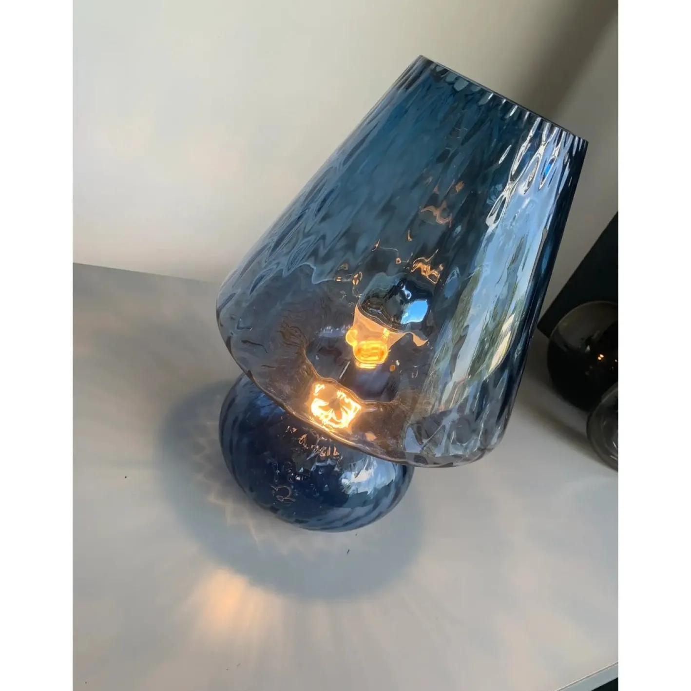 Murano-inspirierte blaue Glaslampe mit Ballotton Textur von Simoeng