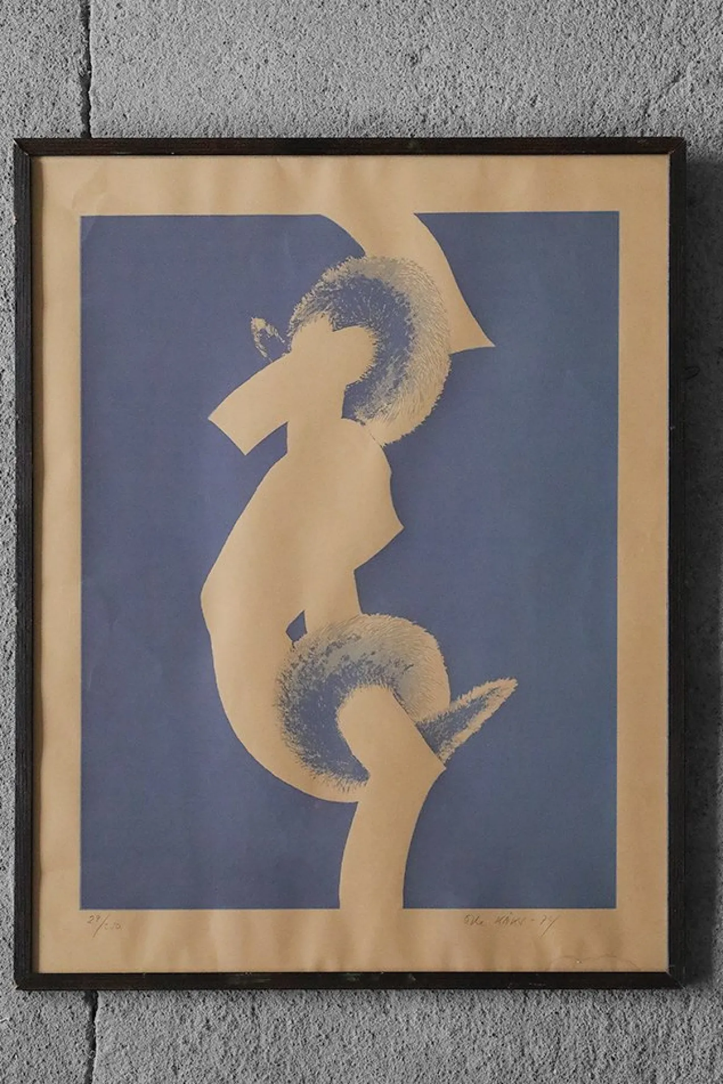 Olle Kåks, Komposition, Lithographie, 1974, gerahmt