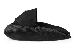 Outdoor Interlaced Tongue Chaiselongue aus PLT mit schwarzem Kissen von Vgnewtrend für den Außenbereich