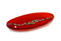 Ovaler Cascata C20 Teller aus rotem Muranoglas von Veve Glass