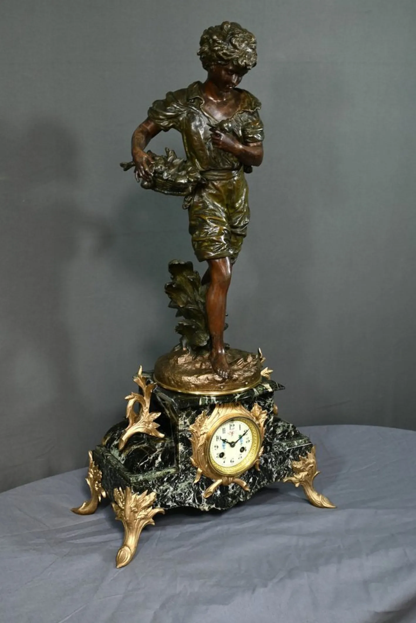 Pendel aus Regulate und Marmor von A. Moreau, 1890er