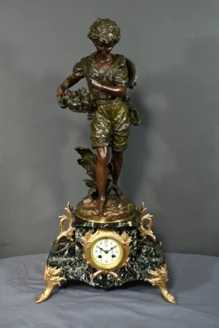 Pendel aus Regulate und Marmor von A. Moreau, 1890er