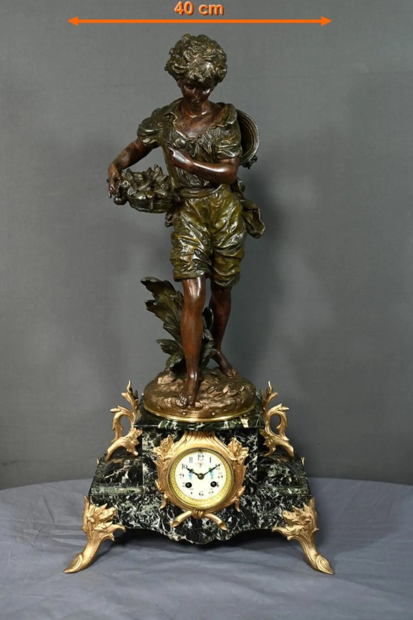 Pendel aus Regulate und Marmor von A. Moreau, 1890er