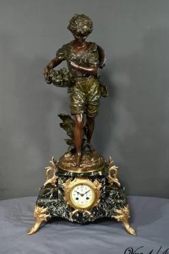 Pendel aus Regulate und Marmor von A. Moreau, 1890er
