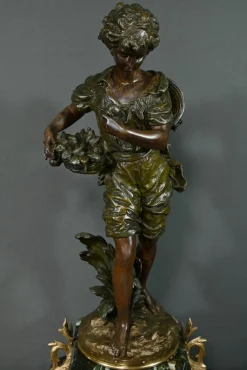 Pendel aus Regulate und Marmor von A. Moreau, 1890er