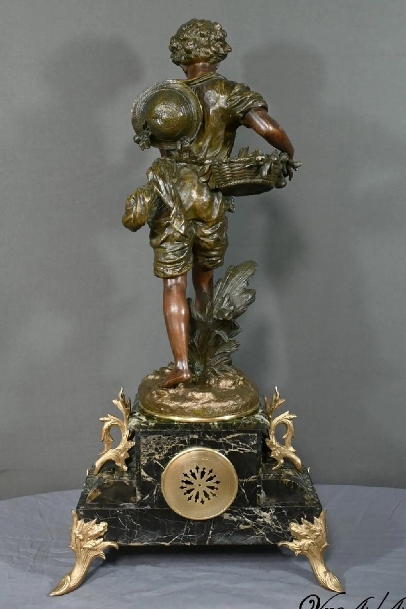 Pendel aus Regulate und Marmor von A. Moreau, 1890er