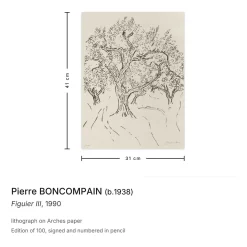 Pierre Boncompain, Figuier III, 1990, Lithographie