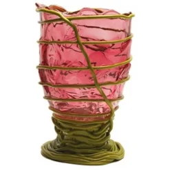 Pompitu II Vase - Clear Light Fuchsia & Matt Dust Green von Gaetano Pesce für Fish Design