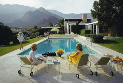 Poolside Gossip C Print Framed in White Wood by Slim Aarons