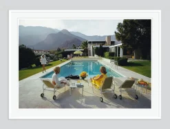Poolside Gossip C Print Framed in White Wood by Slim Aarons
