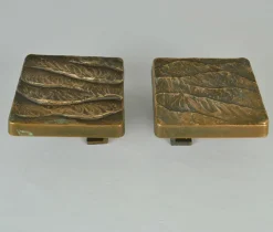 Push Pull Türgriffe aus Bronze mit Wellenrelief, 1970er, 2er Set