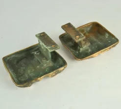 Push Pull Türgriffe mit Briefkasten und Schlüsselbefestigung aus Bronzerelief, 1970er, 4 . Set