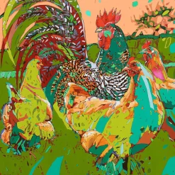 Rafal Gadowski, Rooster and Hens 12, 2026, Ölgemälde auf Leinwand