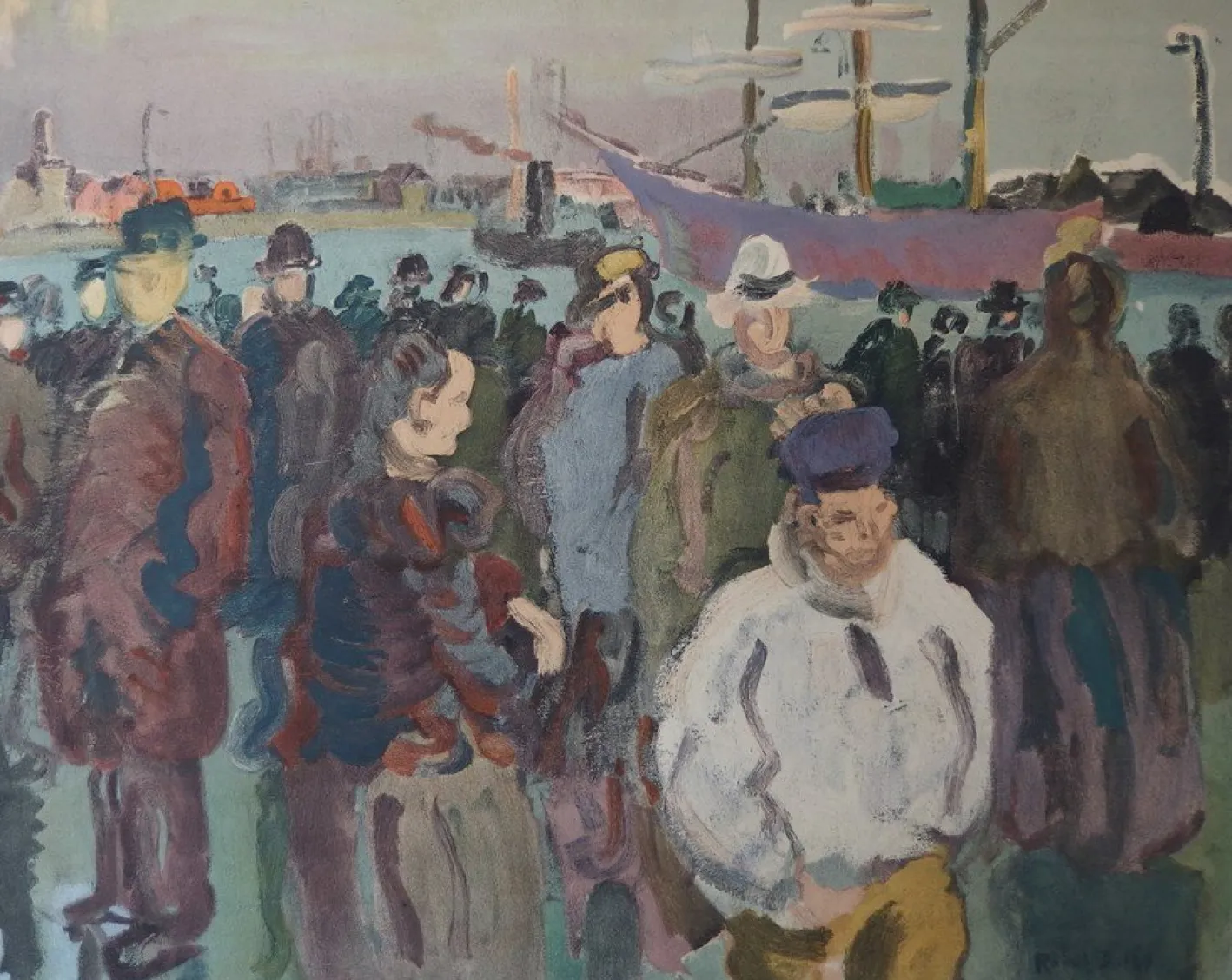Raoul Dufy, Dock in Rouen, Lithographie