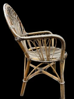 Rattan Sessel & Tisch, 1960er, 3er Set
