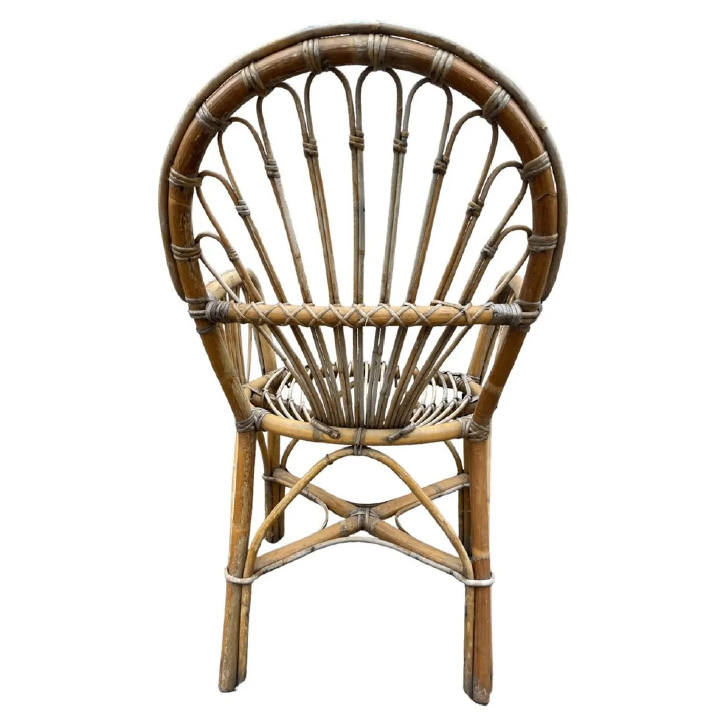 Rattan Sessel & Tisch, 1960er, 3er Set