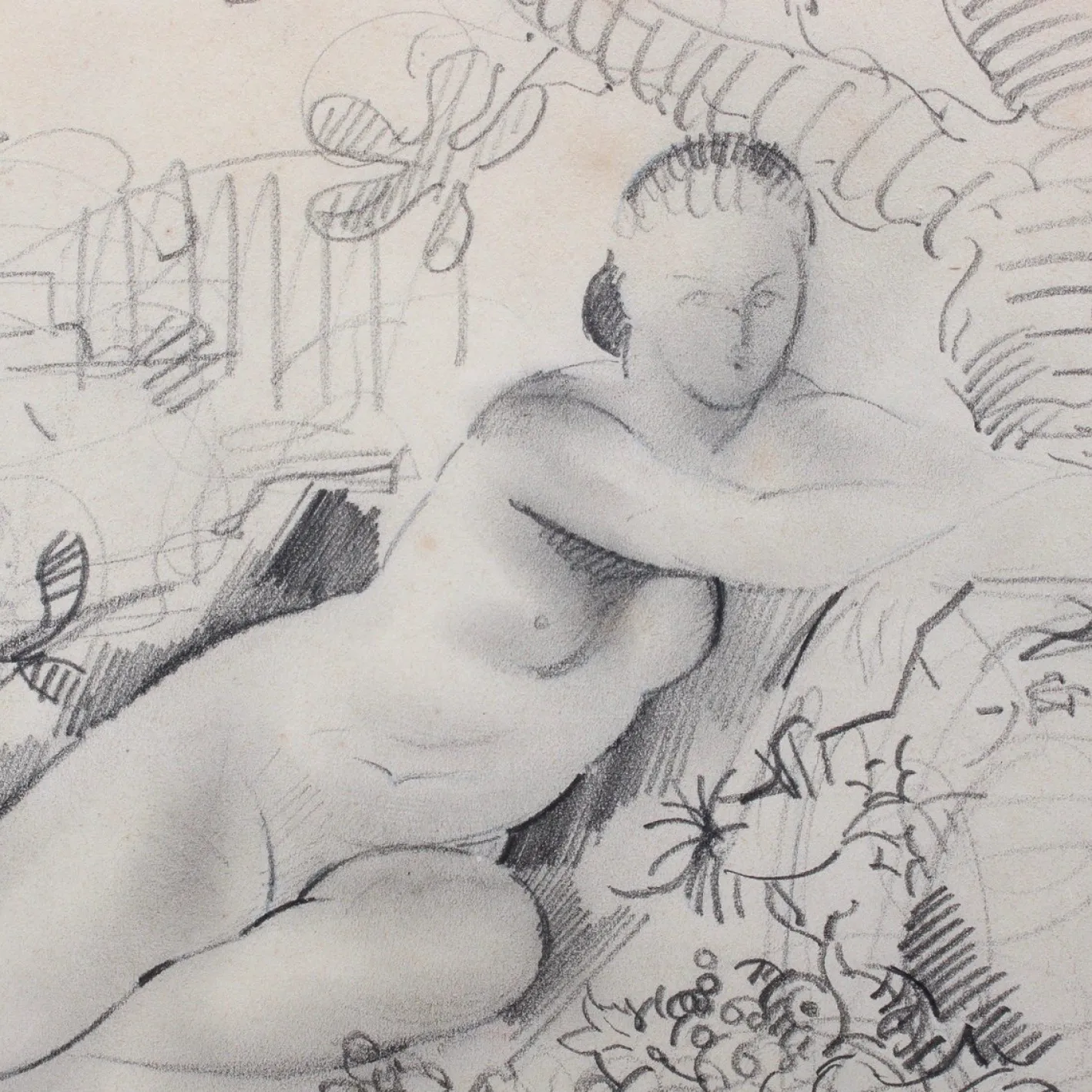 Reposing Akt und Baum von Guillaume Dulac, 1920er