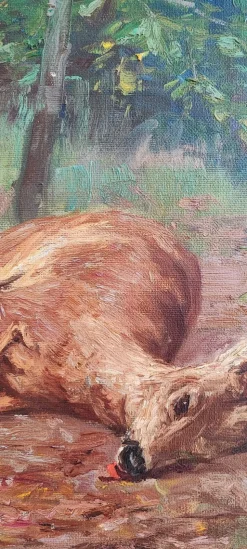 Robert Franz Curry, Chien et faon, Öl auf Leinwand