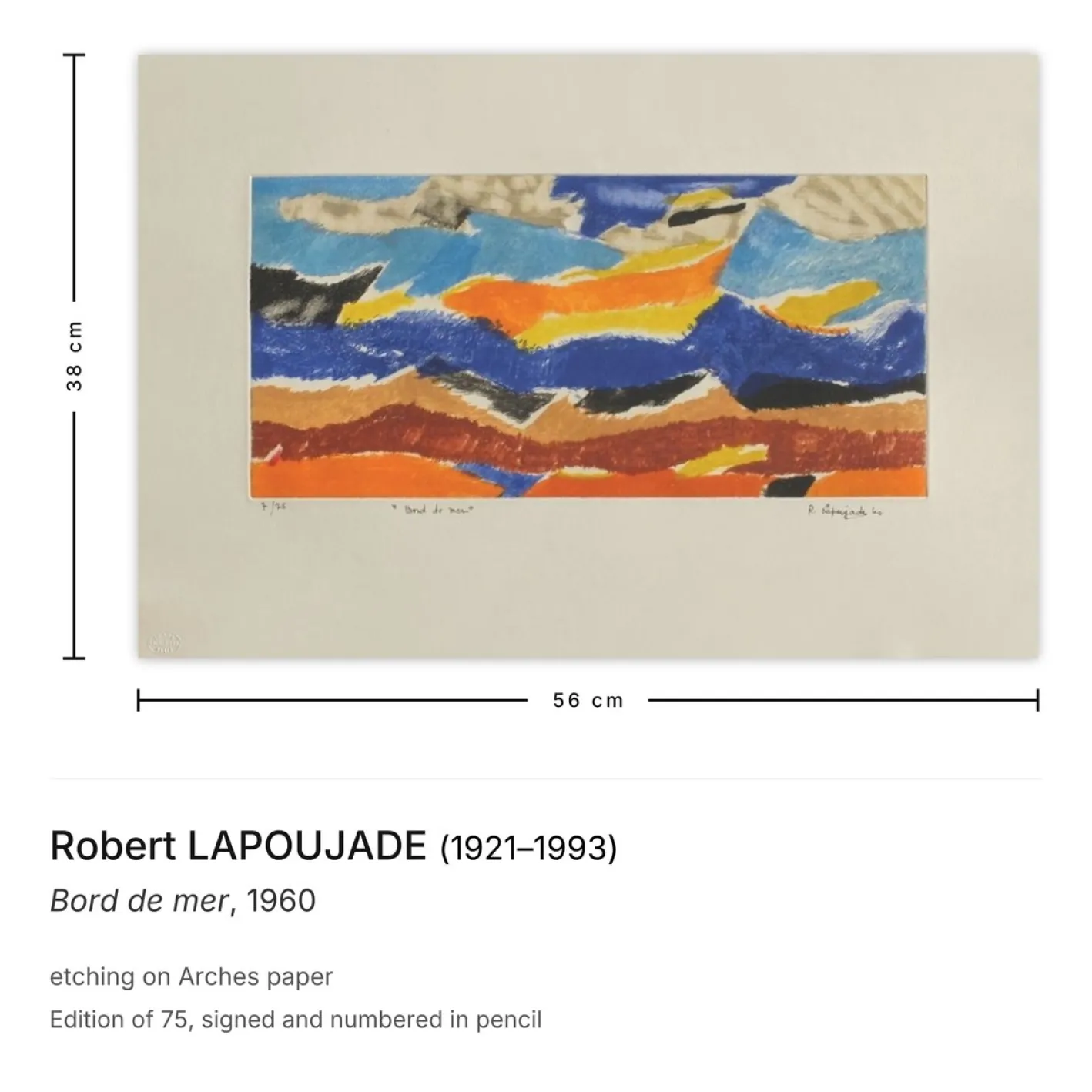 Robert Lapoujade, Seaside, 1960, Radierung