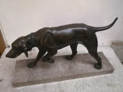 Rochard, Weimaraner Hund, 1950er, Bronze & Marmor