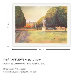 Rolf Rafflewski, Paris - Le Jardin de l'Observatoire, 1980, Lithographie