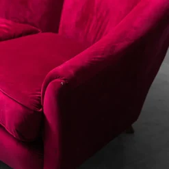 Rotes 3-Sitzer Sofa aus Samt, 1950er
